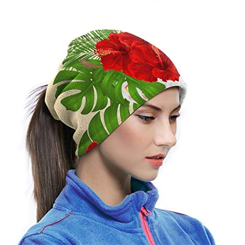 shenguang Tropical Flowers Hibiscus Neck Gaiter Shield Scarf Bandana Face Mask UV Protection For Motorcycle Cycling Riding Running Headbands