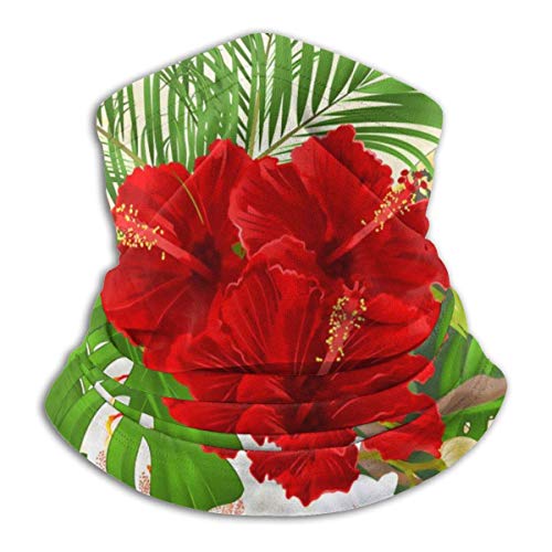 shenguang Tropical Flowers Hibiscus Neck Gaiter Shield Scarf Bandana Face Mask UV Protection For Motorcycle Cycling Riding Running Headbands