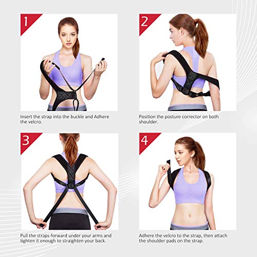 SHENMATE Corrector Postura Espalda y Hombros, Corrector de Postura para Hombre y Mujer, Ajustable Espalda Recta Soporte Faja, Aliviar Dolor y Mejorar Postura Joroba incluye 2 Hombreras y 2 Rodilleras