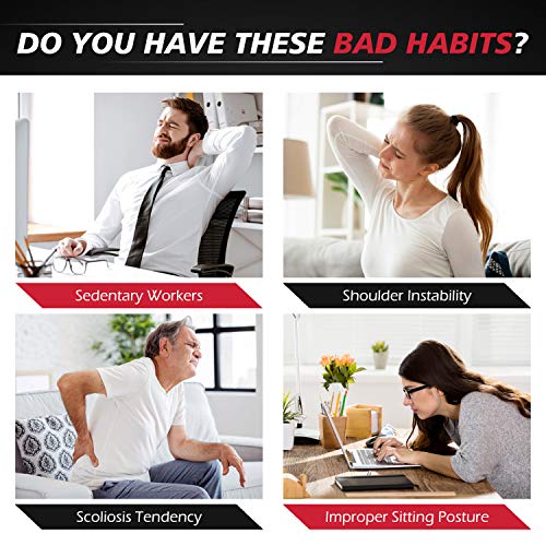 SHENMATE Corrector Postura Espalda y Hombros, Corrector de Postura para Hombre y Mujer, Ajustable Espalda Recta Soporte Faja, Aliviar Dolor y Mejorar Postura Joroba incluye 2 Hombreras y 2 Rodilleras