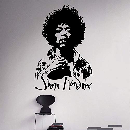 Shentop Jimi Hendrix Vinilos Decorativos Rock Guitarrista Vinilo Vinilo Rock and Roll Ideas para la decoración del hogar Interior de la Sala de Arte de Pared extraíble 58 * 81 cm
