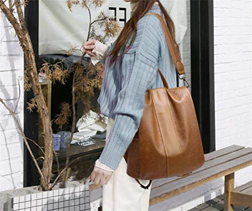 shepretty Mochila Cuero antirrobo Impermeable para Mujer, 12911Marrón