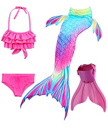 shepretty Traje de Baño de La Cola Sirena de Las Muchachas Bikini Set para Nadar Traje de Sirena,Dh02,110