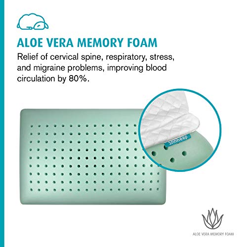 SHHHEEP DREAMS Almohada Aloe Vera Ergonómica Viscoelástica Transpirable Hipoalergénica Antimicrobiana Funda de Tencel Natural