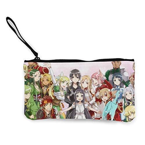 shibeili Sword Art Online Monederos de Lona Lindos Monedero pequeño con Cremallera, Mini Bolso cosmético Femenino