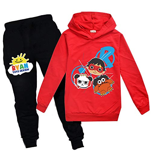 ShiJinShi Juego de ropa para niños Ryans Camiseta World Chándal de manga larga Top y pantalones YouTube Review Rojo Estilo03 5-6 Years