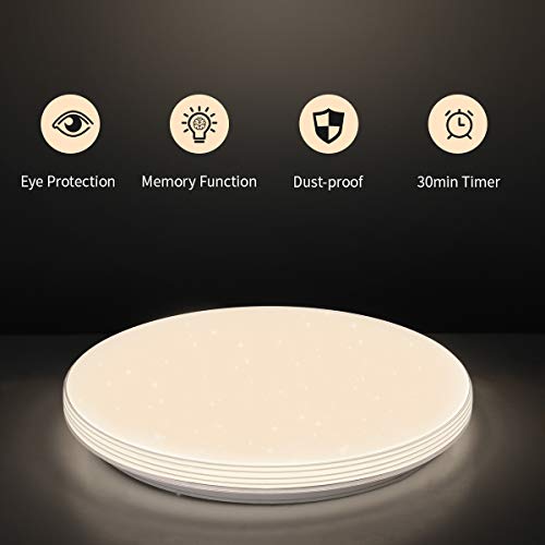 SHILOOK Lámparas Led de Techo Infantiles Redondo Regulable con Mando a Distancia 24W para Salón Dormitorios Juveniles Cocina Comedor, 3000K a 6500K, Modernas 40cm Blanca