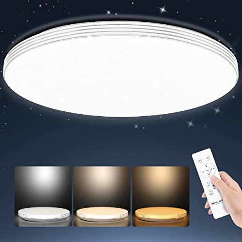 SHILOOK Lámparas Led de Techo Infantiles Redondo Regulable con Mando a Distancia 24W para Salón Dormitorios Juveniles Cocina Comedor, 3000K a 6500K, Modernas 40cm Blanca