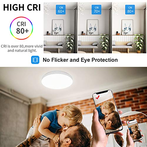 SHILOOK Lámparas Led de Techo Infantiles Redondo Regulable con Mando a Distancia 24W para Salón Dormitorios Juveniles Cocina Comedor, 3000K a 6500K, Modernas 40cm Blanca