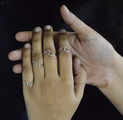 Shine Jewel Anillo de plata de ley 925 con olas de surf para mujer Q N/A Blanco