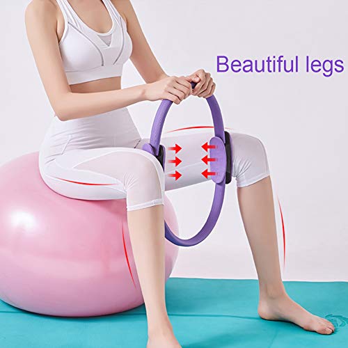 ShineBlue - Anillo de doble asa para pilates, ejercicio, círculo para quemar grasa, círculo de yoga profesional, anillo de pilates ligero para tonificar abdominales, muslos y piernas, morado