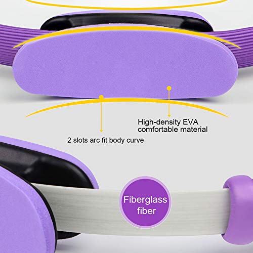 ShineBlue - Anillo de doble asa para pilates, ejercicio, círculo para quemar grasa, círculo de yoga profesional, anillo de pilates ligero para tonificar abdominales, muslos y piernas, morado