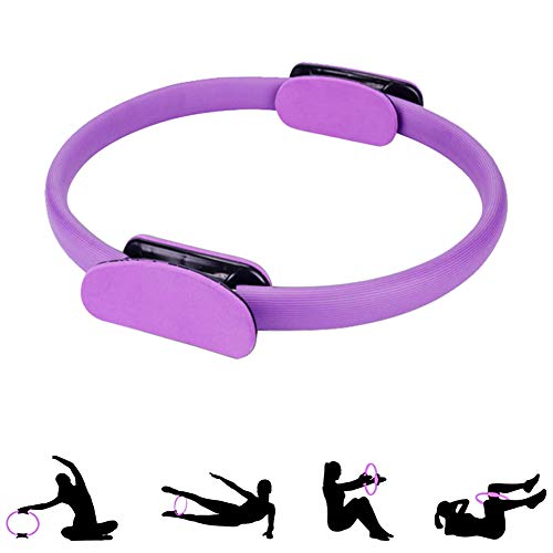 ShineBlue - Anillo de doble asa para pilates, ejercicio, círculo para quemar grasa, círculo de yoga profesional, anillo de pilates ligero para tonificar abdominales, muslos y piernas, morado