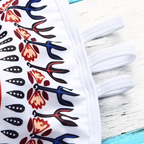 SHOBDW Mujer Africano de impresión Vintage Estilo étnico Bikini Conjunto de Traje de baño Push-up Sujetador Acolchado Beachwear (Blanco, XL)