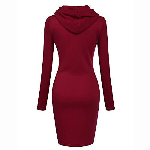 SHOBDW Mujer Liquidación Venta Sudadera con Capucha para de Color sólido Casual Fit Recta Invierno Manga Larga Tops Abrigos Chaqueta Sexy Vestidos Delgados(Rojo,S)