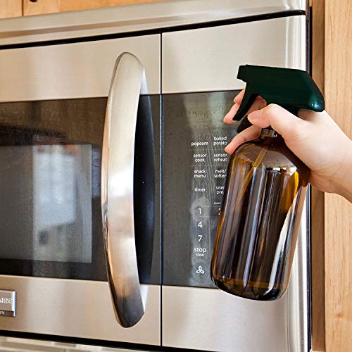 SHOE SLOTZ 7 botellas de cristal ámbar en aerosol, 2 unidades de 16 onzas, botella de cristal de color ámbar vacío, 1 paquete de 8 onzas y 4 botellas de vidrio ámbar en spray para aceites esenciales