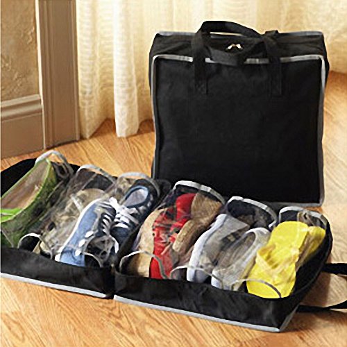 Shoe Tote Zapatero de Viaje Organizador para llevar Zapatos Ahorra Espacio Bolsas para Zapatos Maletas Tela Multifuncional Bolsas de Viaje para Shoes Almacenar Impermeables A Prueba de Polvo (Negro)