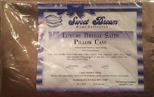 Shop Bedding Satinado Almohada de Lujo para la Reina de Pelo Raso Funda de Almohada con Cremallera, Marfil (la Funda de Almohada Juego de 2) Blissford