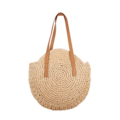 ShopINess Bolso de rafia redondo (Beige)