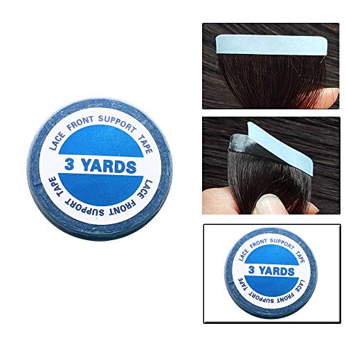 showjarlly, 1 rollo de cinta adhesiva de doble cara super azul encaje cinta de soporte delantera 0,8 * 3 yardas fuerte Adhensive cinta para extensiones de pelo humano peluca Toupee y cartucho