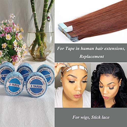 showjarlly, 1 rollo de cinta adhesiva de doble cara super azul encaje cinta de soporte delantera 0,8 * 3 yardas fuerte Adhensive cinta para extensiones de pelo humano peluca Toupee y cartucho