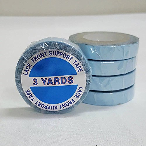 showjarlly, 1 rollo de cinta adhesiva de doble cara super azul encaje cinta de soporte delantera 0,8 * 3 yardas fuerte Adhensive cinta para extensiones de pelo humano peluca Toupee y cartucho