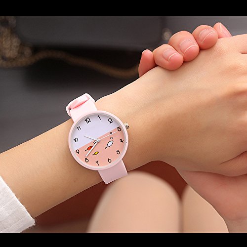 Shuangklei Reloj De Color Caramelo Reloj Simple Y Encantador Pequeño Reloj De Tendencia Fresca, Rosa