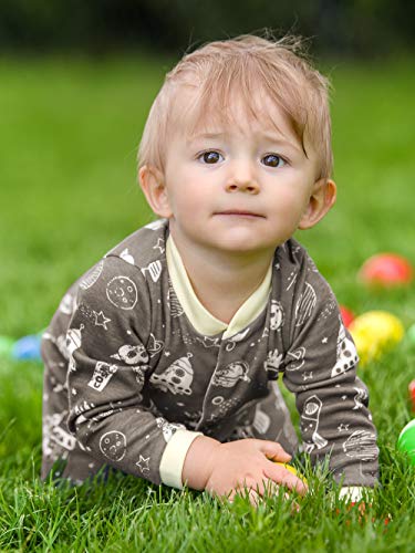 Sibinulo Nino Nina Pijama Bebé Pelele de ABS Pack de 4 Autos Ratones Cosmos y Elefantes Negros 92(18-24 Meses)