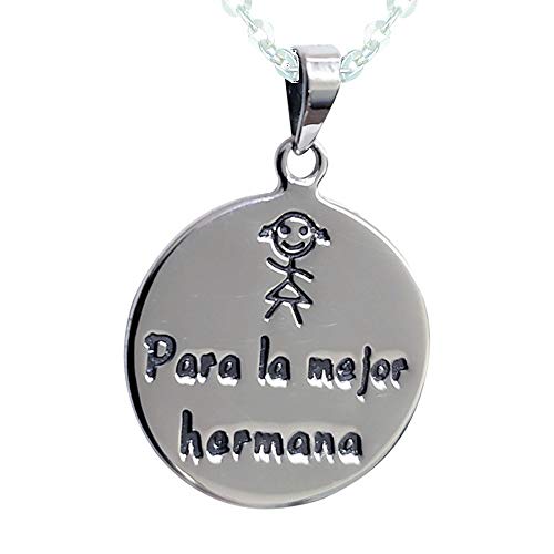 Sicuore Colgante Collar Mejor Hermana para Mujer Hombre - Plata De Ley 925 Incluye Cadena De Plata De 45cm Y Estuche para Regalo