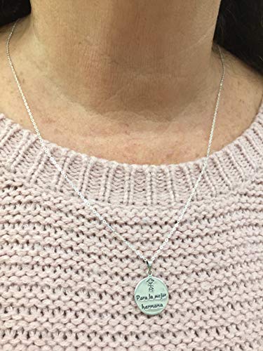 Sicuore Colgante Collar Mejor Hermana para Mujer Hombre - Plata De Ley 925 Incluye Cadena De Plata De 45cm Y Estuche para Regalo
