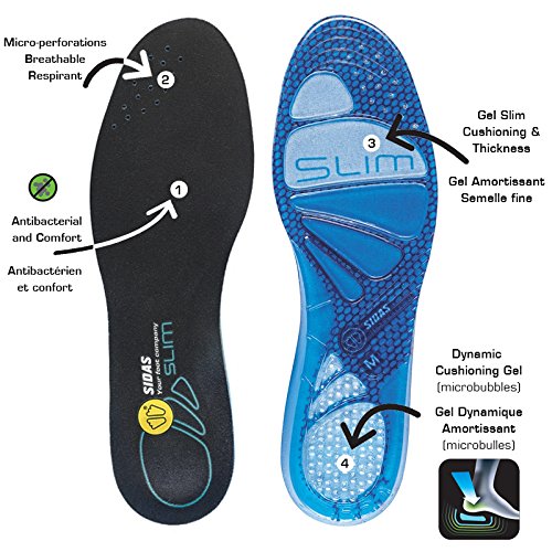 Sidas Cushioning Gel Slim Plantillas/Deportivas, Azul, 44-45 EU