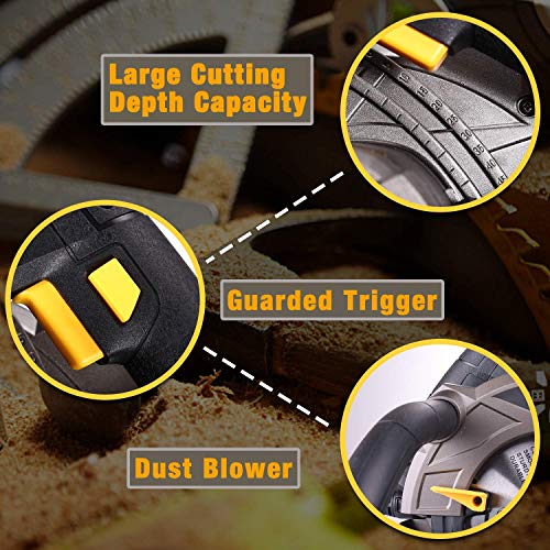 Sierra Circular, TECCPO 1500W 5800 RPM Sierras Circulares, Guía Láser, 2 Hojas Ø185mm, Profundidad de Corte 63mm (90°), 45mm (45°), Motor de Cobre Puro - TACS01P