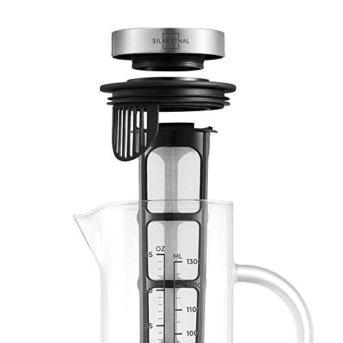 SILBERTHAL Cold Brew Coffee Maker | Cafetera Fria 1,3l | Jarra de café Nevera | Jarra Cristal con Tapa | Prepara café Frio o té