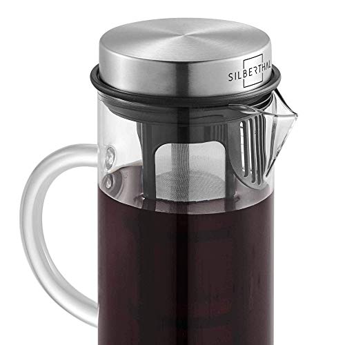 SILBERTHAL Cold Brew Coffee Maker | Cafetera Fria 1,3l | Jarra de café Nevera | Jarra Cristal con Tapa | Prepara café Frio o té