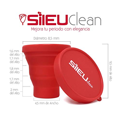 Sileu Esterilizador Plegable de Silicona con Tapa Reutilizable para Esterilizar la Copa Menstrual en el Microondas - Color Azul