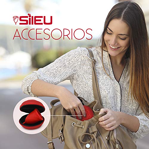 Sileu Esterilizador Plegable de Silicona con Tapa Reutilizable para Esterilizar la Copa Menstrual en el Microondas - Color Azul