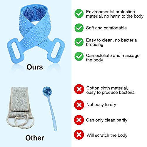Silicona Cepillo Corporal Para BañO Y Ducha, Toalla Exfoliante Exfoliante Corporal Limpiador De Espalda, Quitar Piel Muerta, Masaje Corporal, Ceansing Profundo (72cm-Rosado)