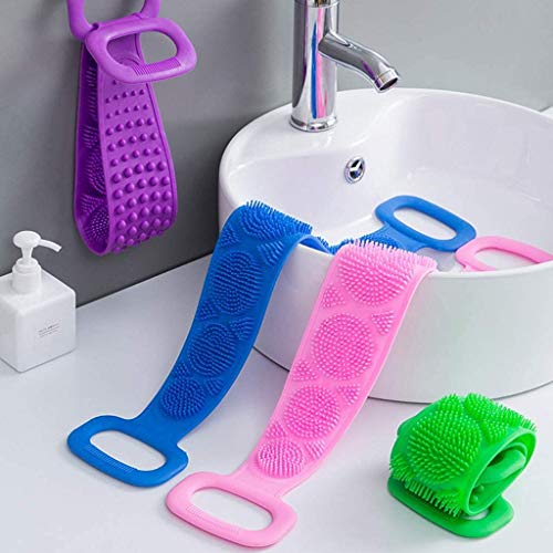 Silicona Cepillo Corporal Para BañO Y Ducha, Toalla Exfoliante Exfoliante Corporal Limpiador De Espalda, Quitar Piel Muerta, Masaje Corporal, Ceansing Profundo (72cm-Rosado)
