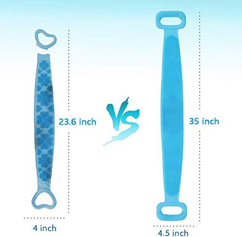 Silicona Cepillo Espalda Ducha, 90CM Extra Largo Doble Cara Cuerpo Cepillo, Exfoliante Cepillo de Baño, Cepillo Ducha para Espalda Eliminar el Acné, Larga duración y súper suave para mujeres hombres