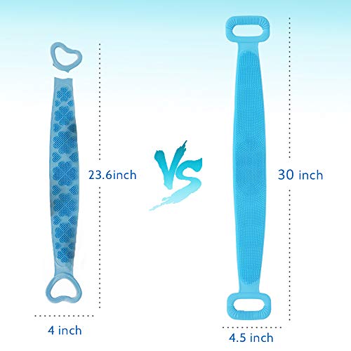 Silicona Cepillo Espalda Ducha, Extra Largo Doble Cara Cuerpo Cepillo, Exfoliante Cepillo de Baño, Cepillo Ducha para Espalda Eliminar el Acné, Larga duración y súper suave para mujeres hombres