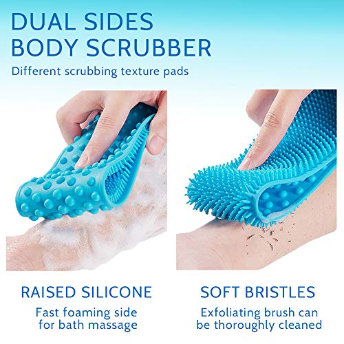 Silicona Cepillo Espalda Ducha, Extra Largo Doble Cara Cuerpo Cepillo, Exfoliante Cepillo de Baño, Cepillo Ducha para Espalda Eliminar el Acné, Larga duración y súper suave para mujeres hombres