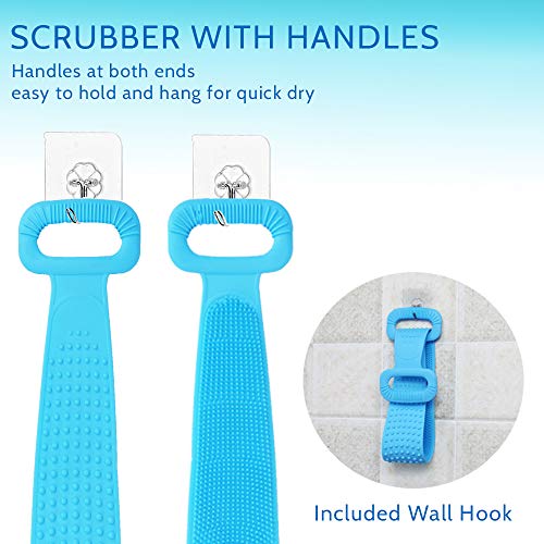 Silicona Cepillo Espalda Ducha, Extra Largo Doble Cara Cuerpo Cepillo, Exfoliante Cepillo de Baño, Cepillo Ducha para Espalda Eliminar el Acné, Larga duración y súper suave para mujeres hombres