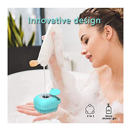 Silicona Cuerpo Cepillo, cepillo de ducha suave 2 en 1 para baño, depurador corporal con dispensador de gel de ducha, herramienta de ducha exfoliante para lavar (azul)