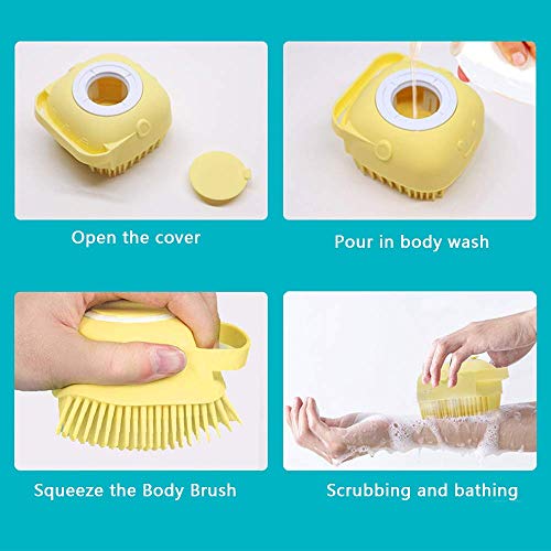 Silicona Cuerpo Cepillo, cepillo de ducha suave 2 en 1 para baño, depurador corporal con dispensador de gel de ducha, herramienta de ducha exfoliante para lavar (azul)
