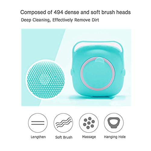 Silicona Cuerpo Cepillo, cepillo de ducha suave 2 en 1 para baño, depurador corporal con dispensador de gel de ducha, herramienta de ducha exfoliante para lavar (azul)