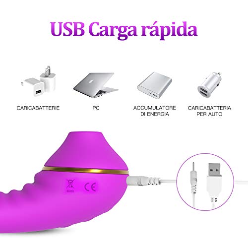 Silicona Masajeador Portátil, 10 Modos de Frecuencia, Silicona Suave, Impermeable, Carga USB