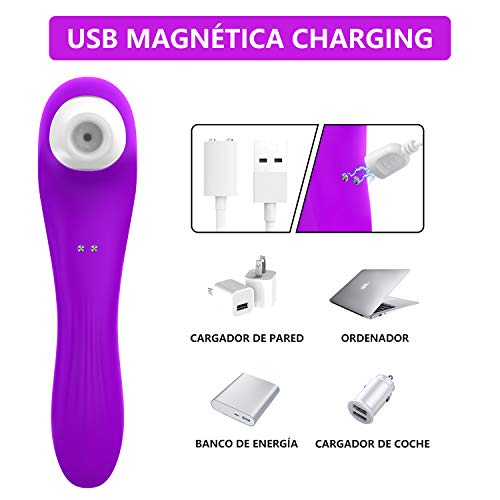 silicona Masajeador Portátil,10 Modos de Frecuencia, Silicona Suave, Impermeable, Carga USB