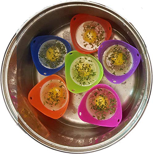 Silicona para Huevos Escalfados Cocidos, Molde para Hervir Huevos – Recipiente Escalfador,Good helper in the kitchen, Buen ayudante en la cocina(conjunto de 6,color aleatorio)