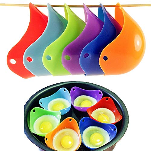 Silicona para Huevos Escalfados Cocidos, Molde para Hervir Huevos – Recipiente Escalfador,Good helper in the kitchen, Buen ayudante en la cocina(conjunto de 6,color aleatorio)
