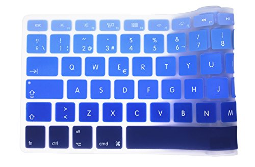 Silicona Skin Española Cubierta del teclado para MacBook Pro 13" 15" 17" & Air 13" , MacBook Pro 13" 15" Retina Modelos A1502 A1425 A1278 A1398 A1286 A1369 A1466 (azul de la pendiente)